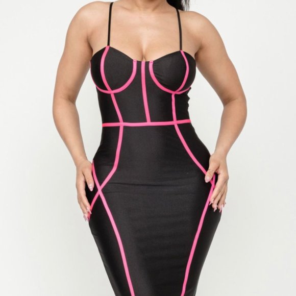 Shiny Yoga Fabric Front Color Block Contrast Taping Detail Adjustable Spaghetti - Picture 1 of 6